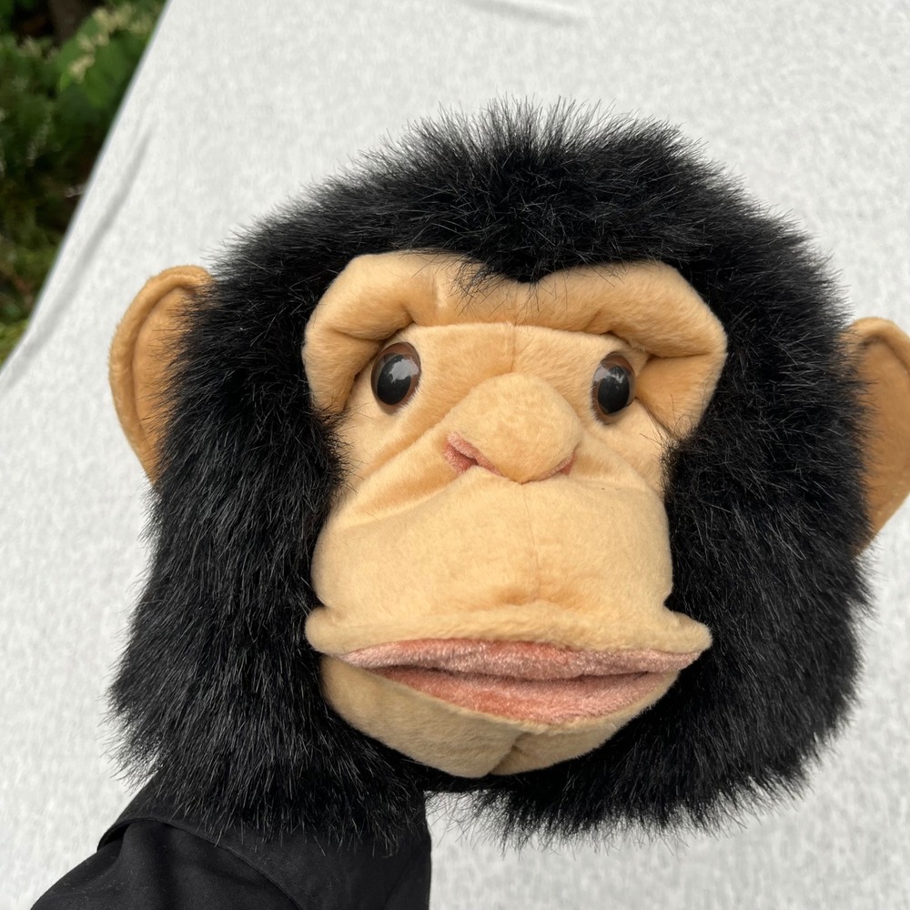 Vintage Elope Little Daydreamers Chimpanzee Monkey Puppet Hat Plush Y2K Black